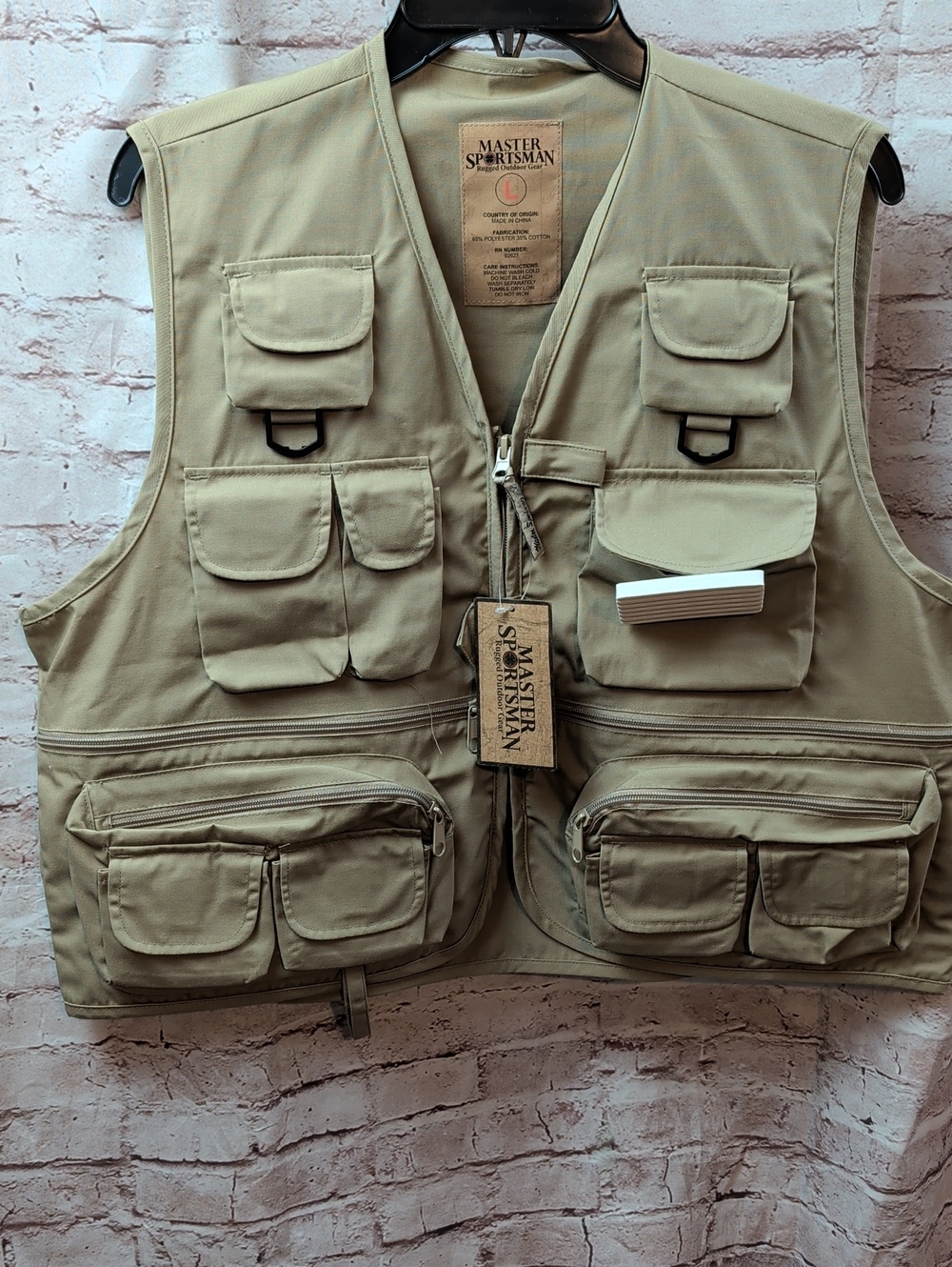Master Sportsman Multi-Pocket Fishing/Utility Vest - Khaki Large New Nwt